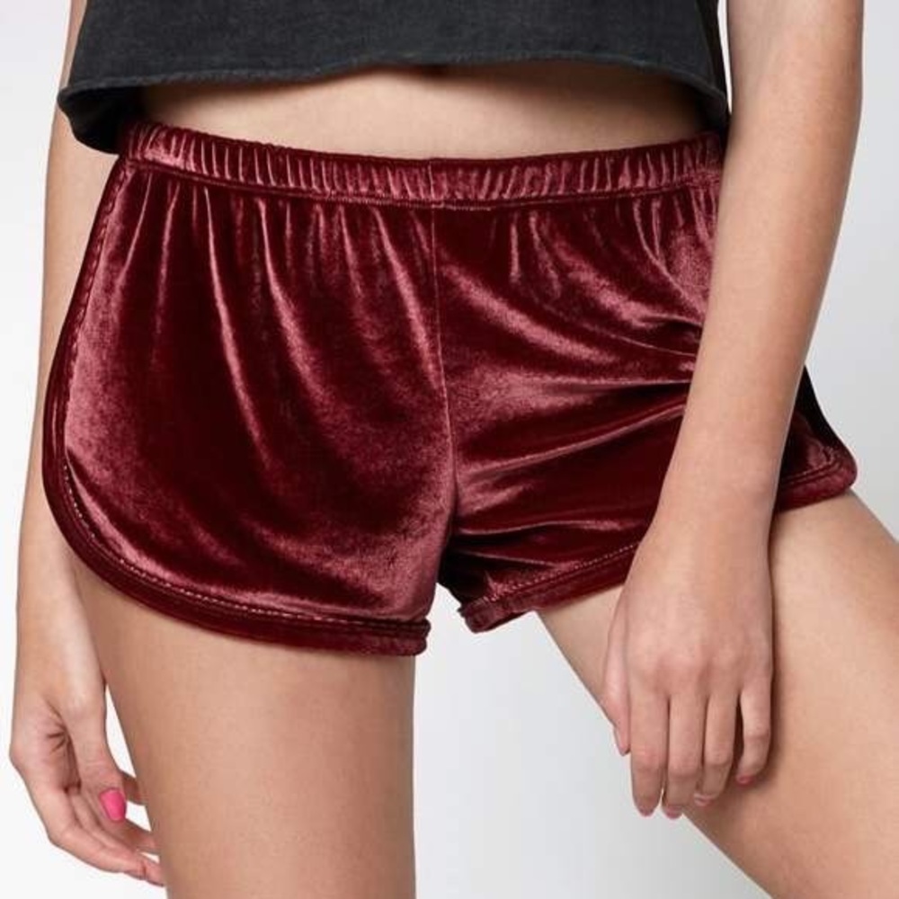 Maroon velvet shorts